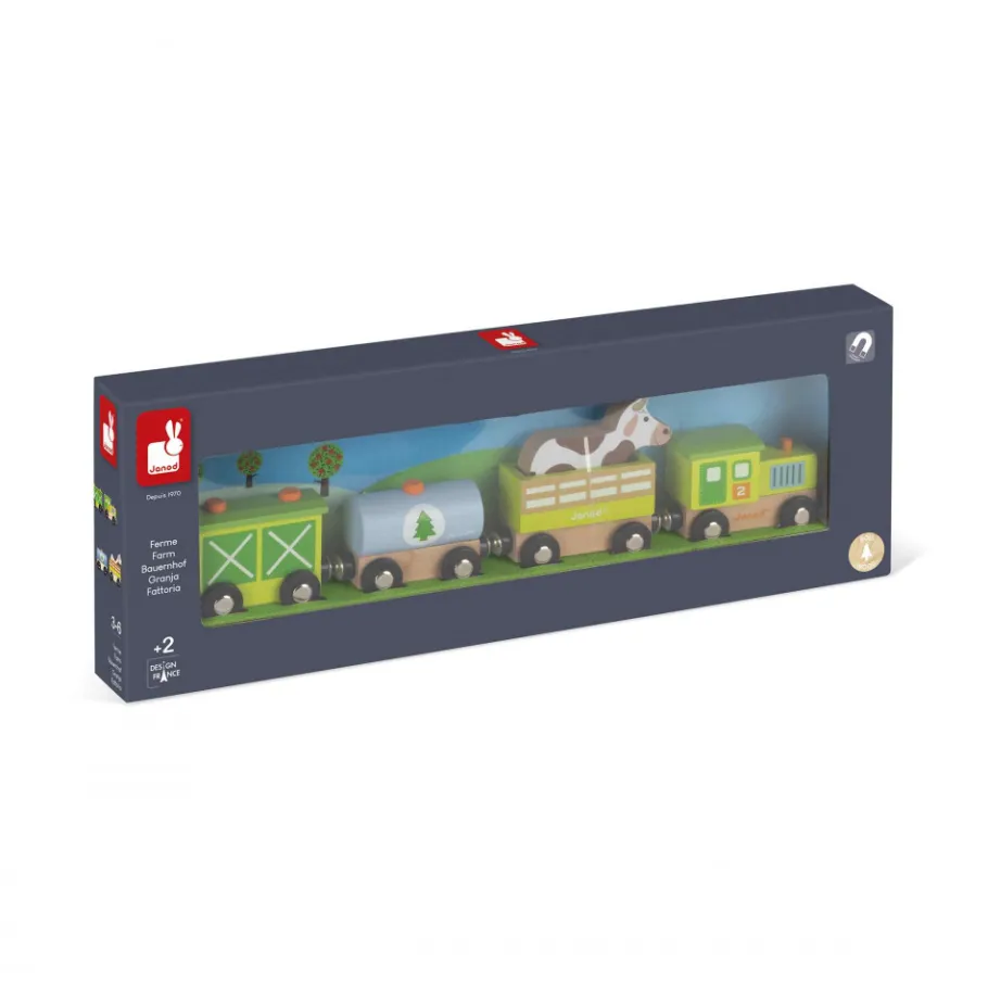 Janod Train Ferme Story (bois)* Trains & Circuits|Tracteurs & Animaux De La Ferme