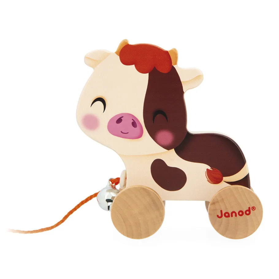 Janod Vache à Promener Ferme* Tracteurs & Animaux De La Ferme|Jouets À Promener & À Pousser