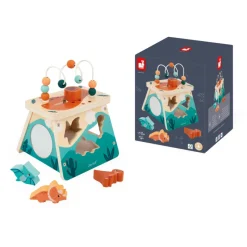Janod Volcan Multi-activités Dino* Bouliers, Loopings & Panneaux D'Activités|Cubes & Pyramides